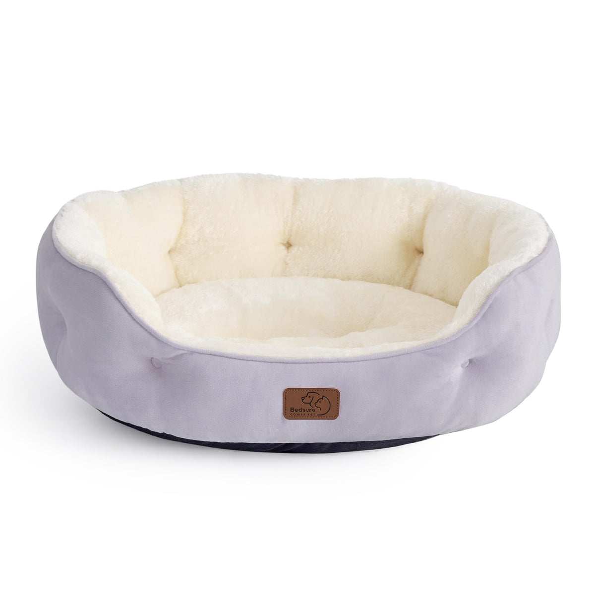 Bedsure Dog Beds For Small Dogs - Round Cat Beds For Indoor Cats, Washable Pet Bed For Puppy And Kitten With Slip-Resistant Bottom, 20 Inches, Misty Lilac