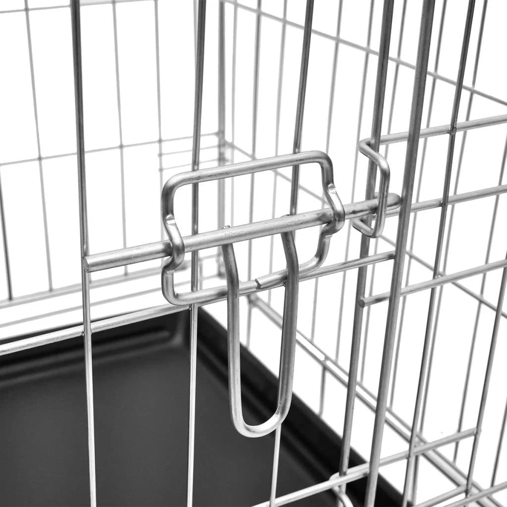 37' Dog Crate 2 Door W/Divide W/Tray Fold Metal Pet Animal Cage Kennel House