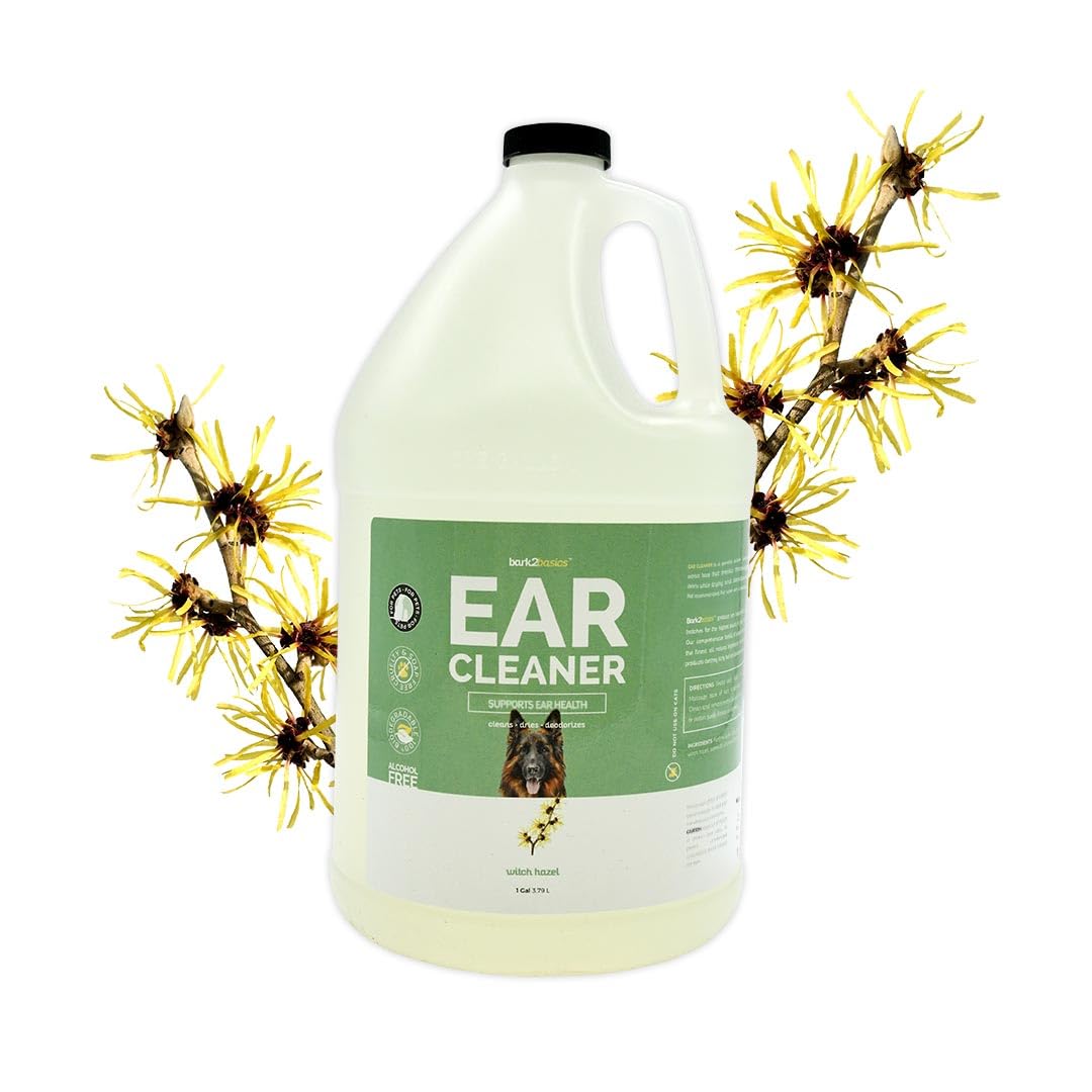 Bark2Basics Dog Ear Cleaner, 1 Gallon - All Natural, Witch Hazel, Gentle Aloe Vera and Chamomile Extract Base, Breaks Through To