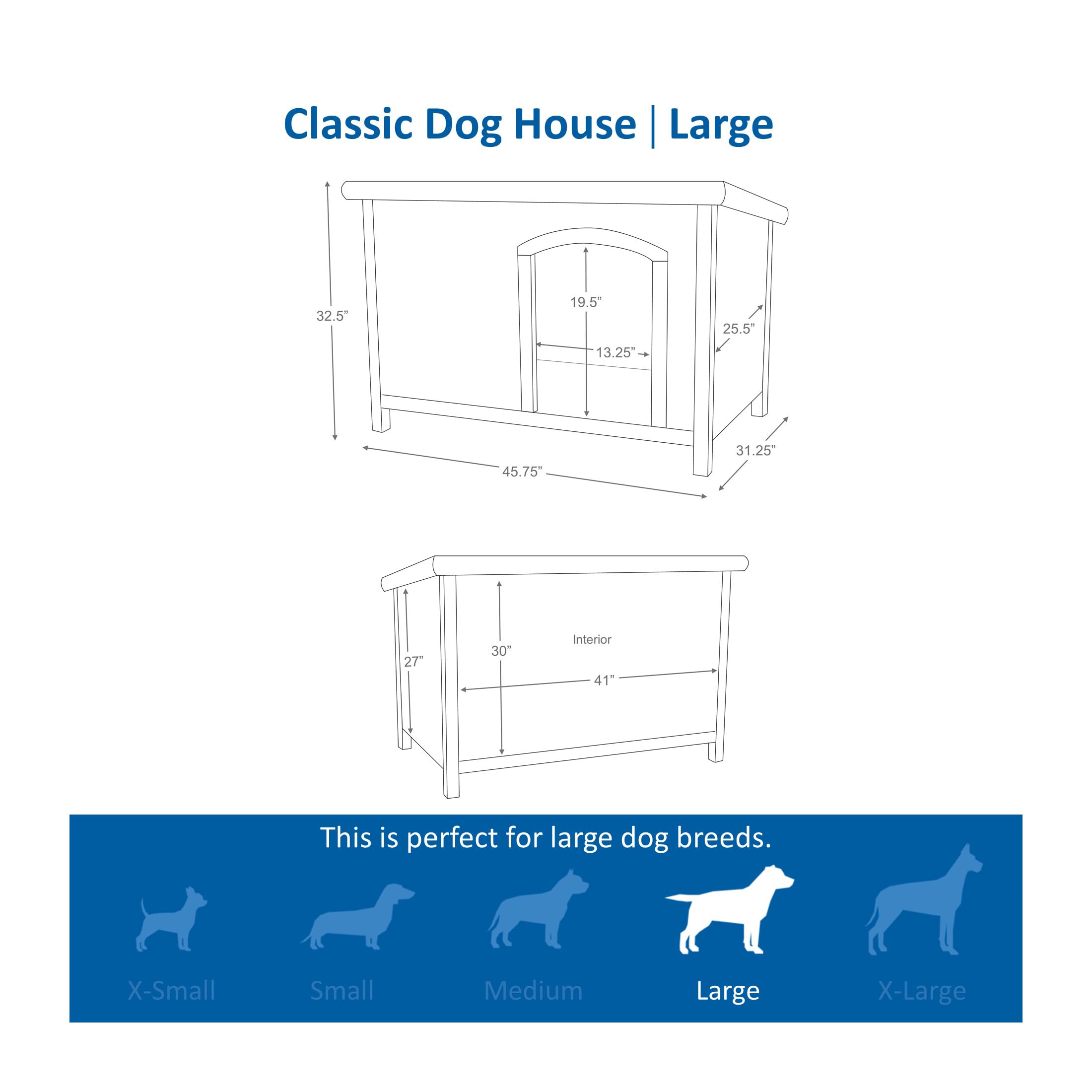 TRIXIE Large natura Classic Outdoor Dog House, Weatherproof Finish, Elevated Floor, Brown 45.5 x 31 x 32.25 inch