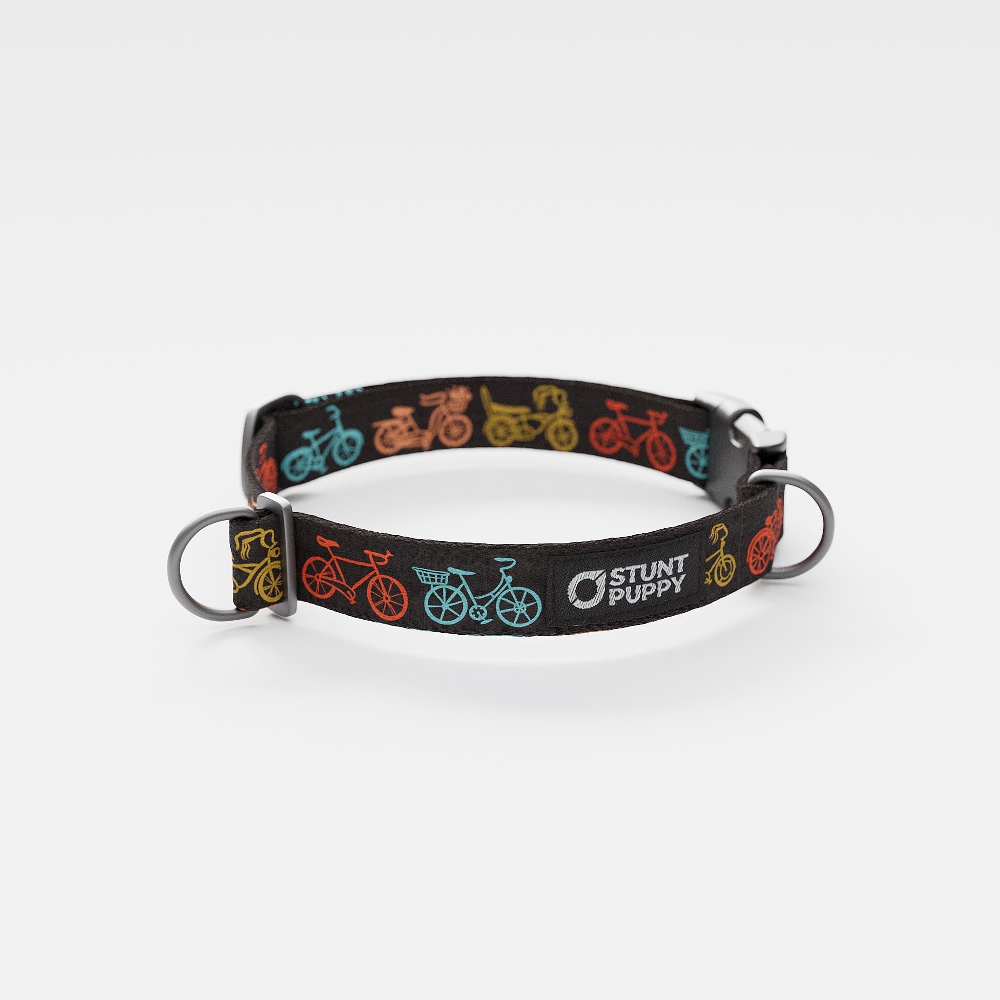 Stunt Puppy, Jill Kittock Artist Series Everyday Collar, Bikes Charcoal, Small