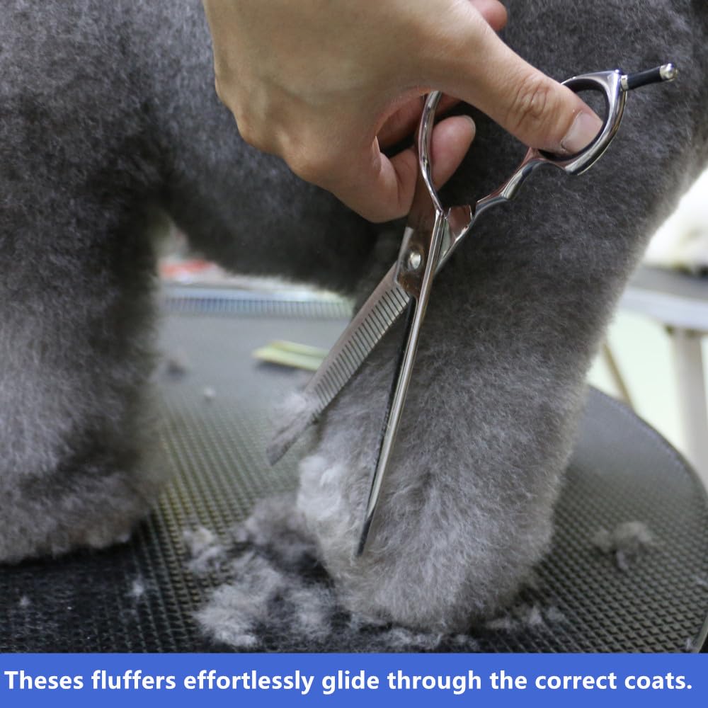 Hashimoto Straight Fluffer Scissors For Dog Grooming, 42 Teeth, 50% Thinning Rate, 7.0 Inch, Light Weight, Designed To Remove Bu