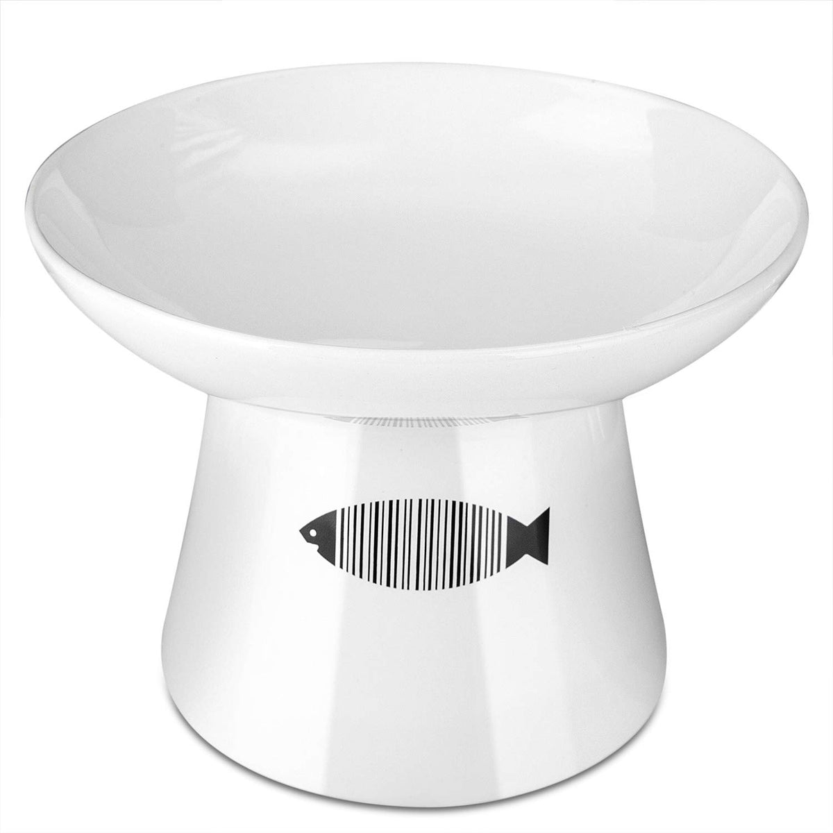 Yangbaga Cat Raised Food/Water Bowl For Elder Big Cats, Non-Skid 4.8X6.4In Premium Ceramic Cat Bowls With Stand, Sturdy And Anti-Fall… (White)