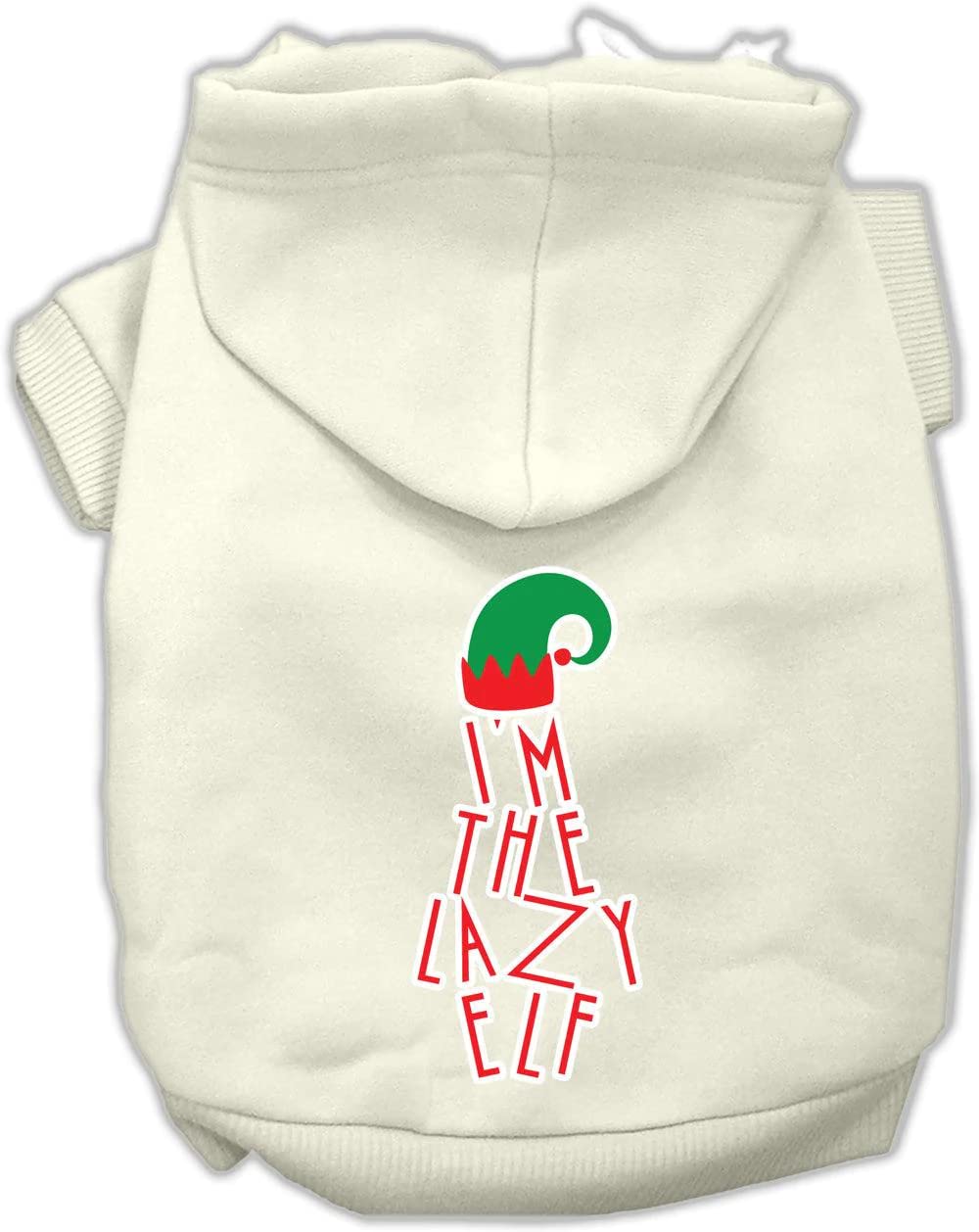 Lazy Elf Screen Print Pet Hoodie Cream Med 12