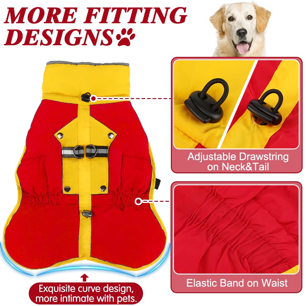 Emust Winter Dog Jackets - Adjustable Buckle Warm Coat, Windproof Reflective Turtleneck Vest With Drawstring, Rosepink L, Burgun
