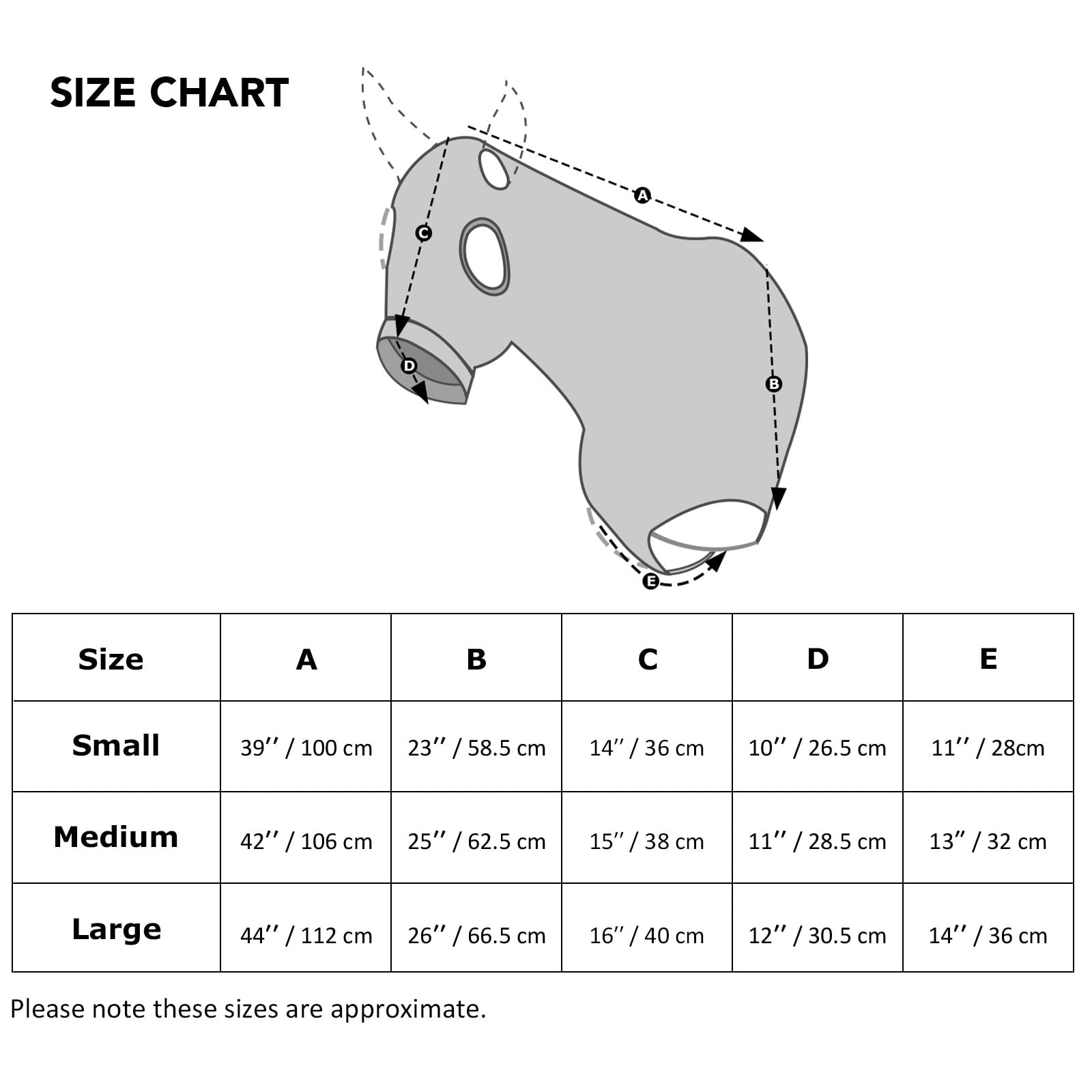 Harrison Howard Horse Stretch Hood Without Ears Snug Fitting Hood with Zip Closure Covers Face, Shoulders, Mane, Chest and Withe
