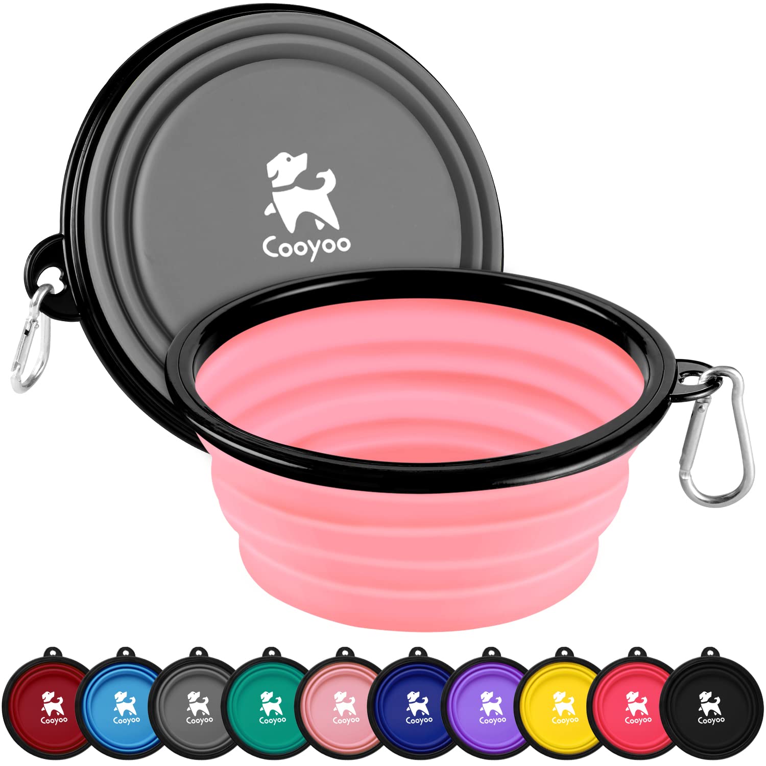 COOYOO Collapsible Dog Bowl,2 Pack Collapsible Dog Water Bowls for Cats Dogs,Portable Pet Feeding Watering Dish for Walking Park