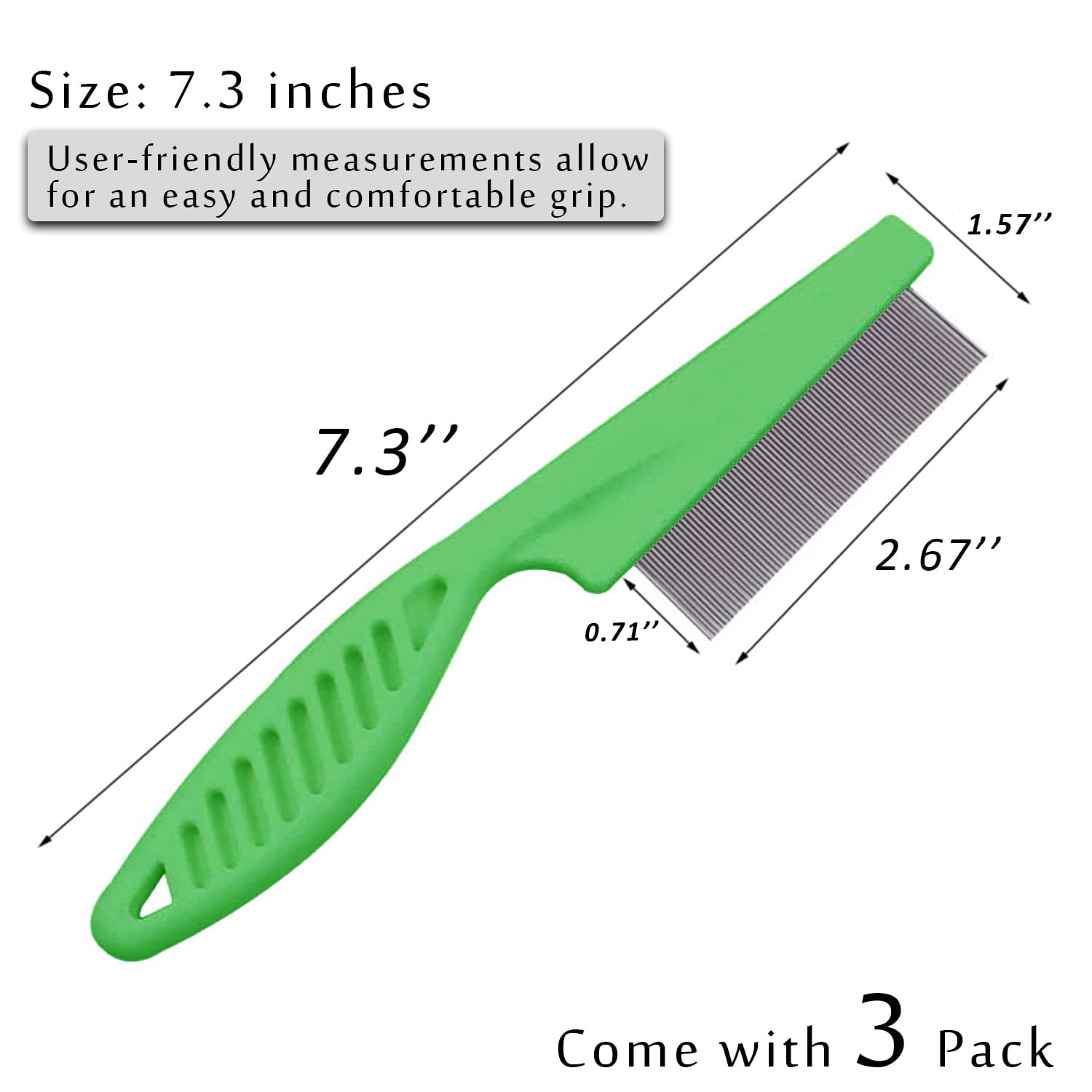 Versatile Pet Grooming Kit - Flea Comb For Detangling & Dematting, Tear Stain Remover, 3 Combs For Dogs & Cats