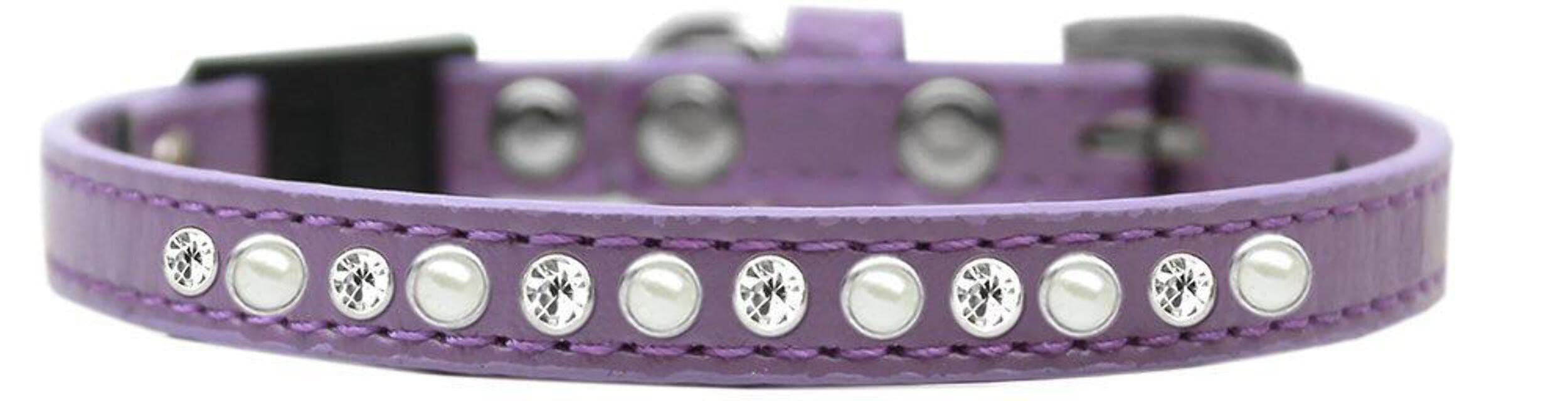 Breakaway Cat Collar, "Pearl & Clear Jewel" Lavender 14