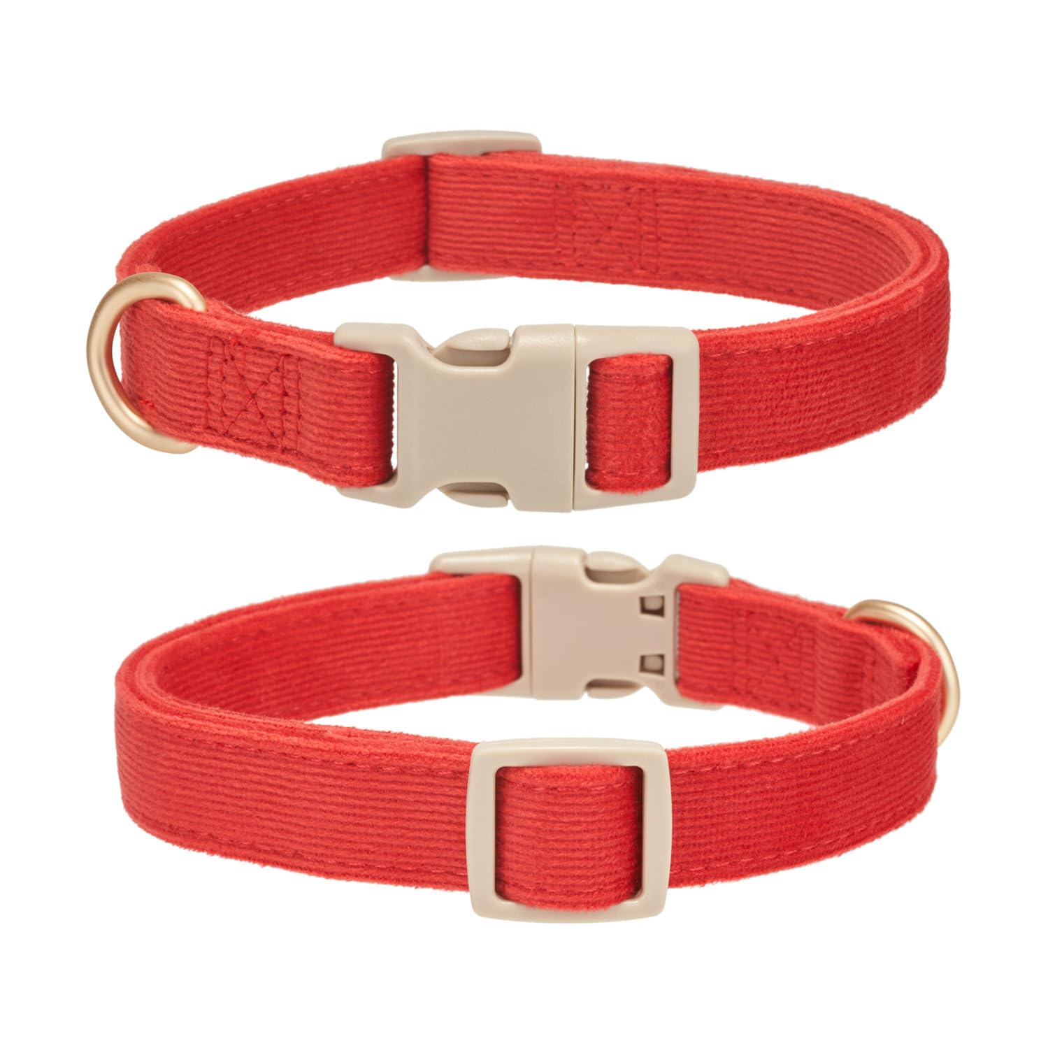 Yudote Soft Cotton Dog Collar Adjustable Corduroy Dog Collars For Small Medium Large Dogs(Red,Large)