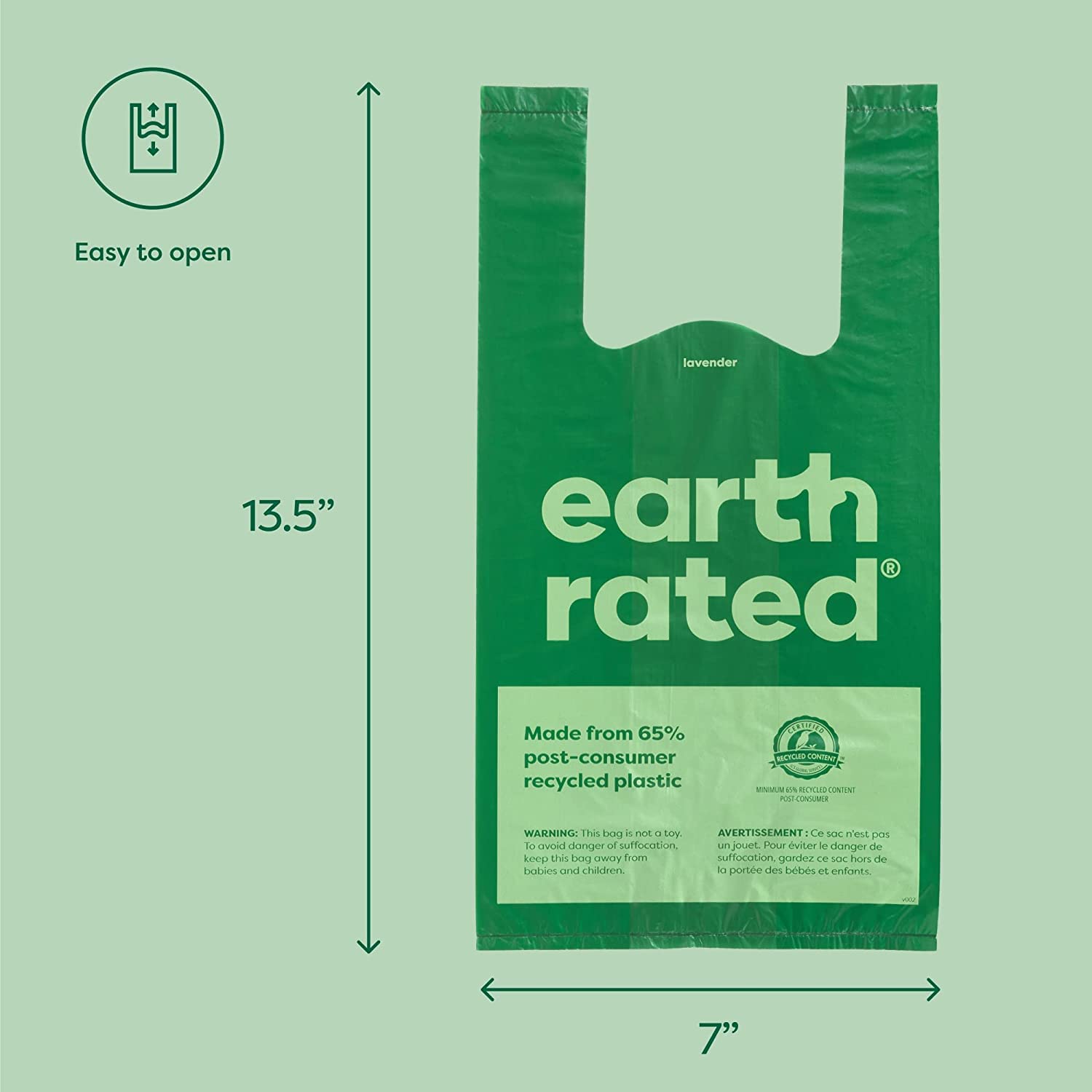 Earth Rated Dog Poop Bags With Handles, New Look, Easy Tie And Guaranteed Leakproof, Unscented, 120 Handle Bags