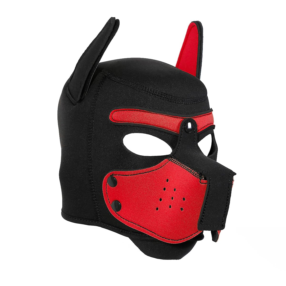 Neoprene Puppy Face Muzzle Dog Removable Full Face Pup Hood Mask (Red, One Size)