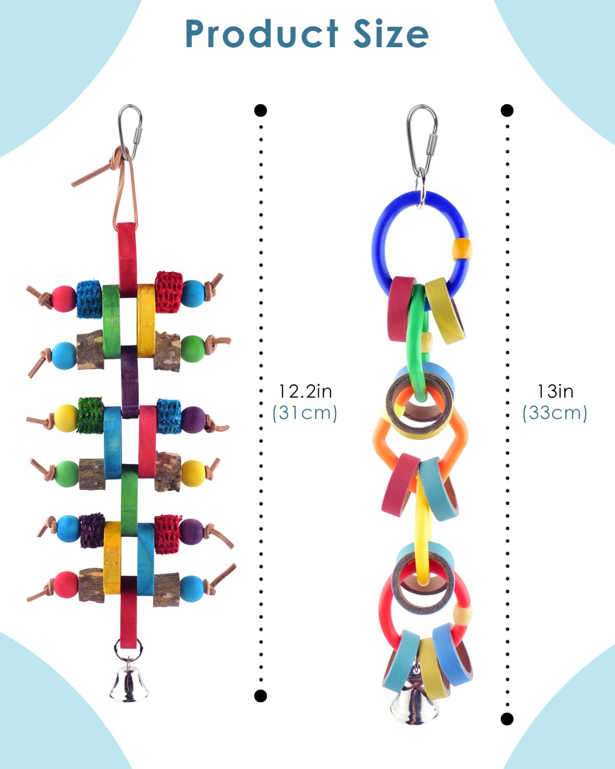 Bissap 2 PCS Bird Chew Toys, Multicolored Bagel Cascade Bird Parrot Toy Biting Paper Cardboard Olympic Rings Conures Toys for Am
