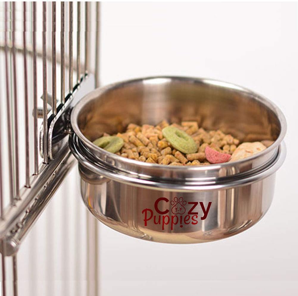 Cozy Puppiescozy Puppies Pet Dog Stainless Steel Coop Cups With Clamp Holder  Detached Dog Cat Cage Kennel Hanging Bowl,Metal F