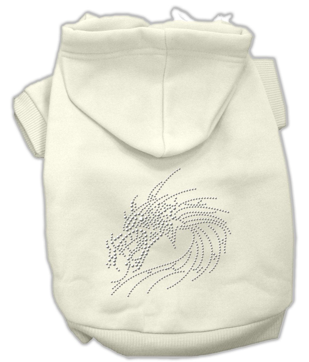 Pet, Dog & Cat Hoodie Rhinestone, &quot;Dragon&quot; Cream SM (3-6 lbs.)