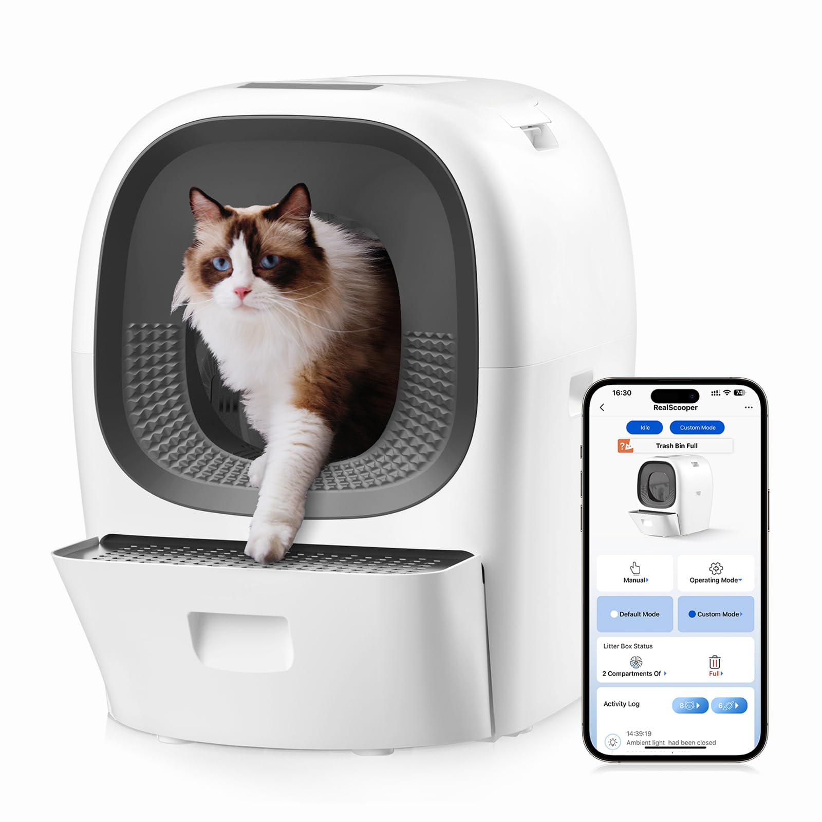 Lalahome Realscooper Pro Automatic Litter Refill Self-Cleaning Cat Litter Box Ai Self-Refilling Robot With Auto Scoop, 5G Wifi P