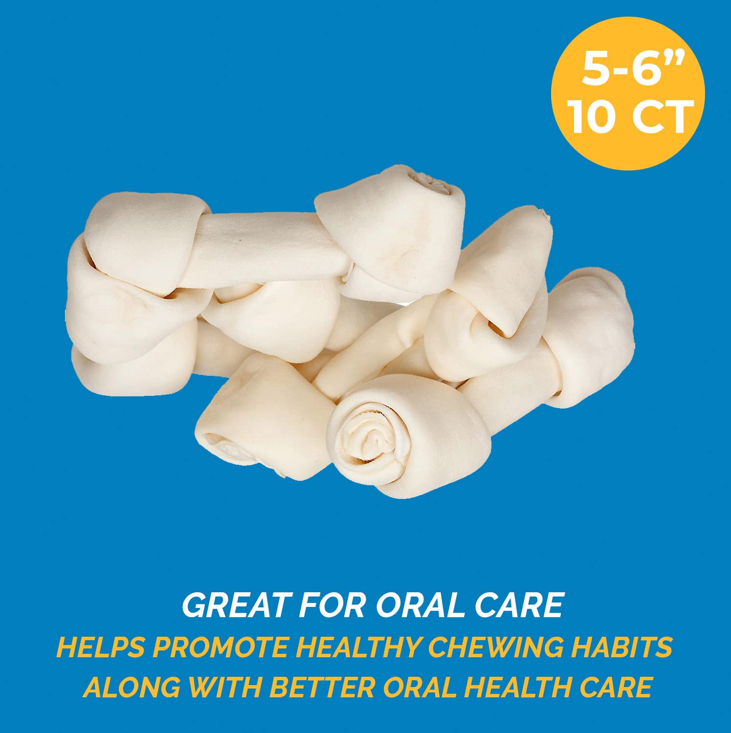 123 Treats Rawhide Bones for Dogs - 5-6 Inches (10 Count) Natural Raw Hide Bones, Long Lasting Medium & Large Dog Chews, Free Ra