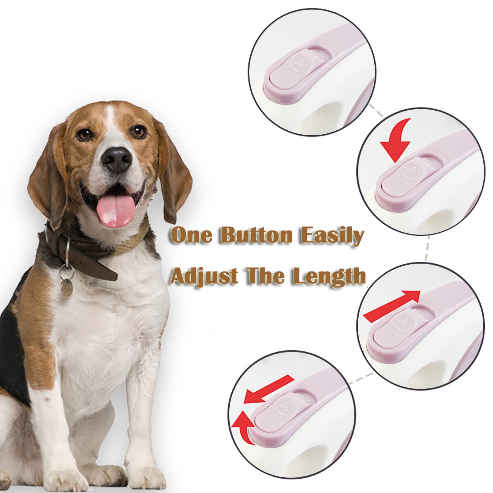 Lavender Purple Retractable Dog Leash 10 Ft For Small And Medium Dogs And Cats, One Button Brake, Pause, Lock By Lfcxhty