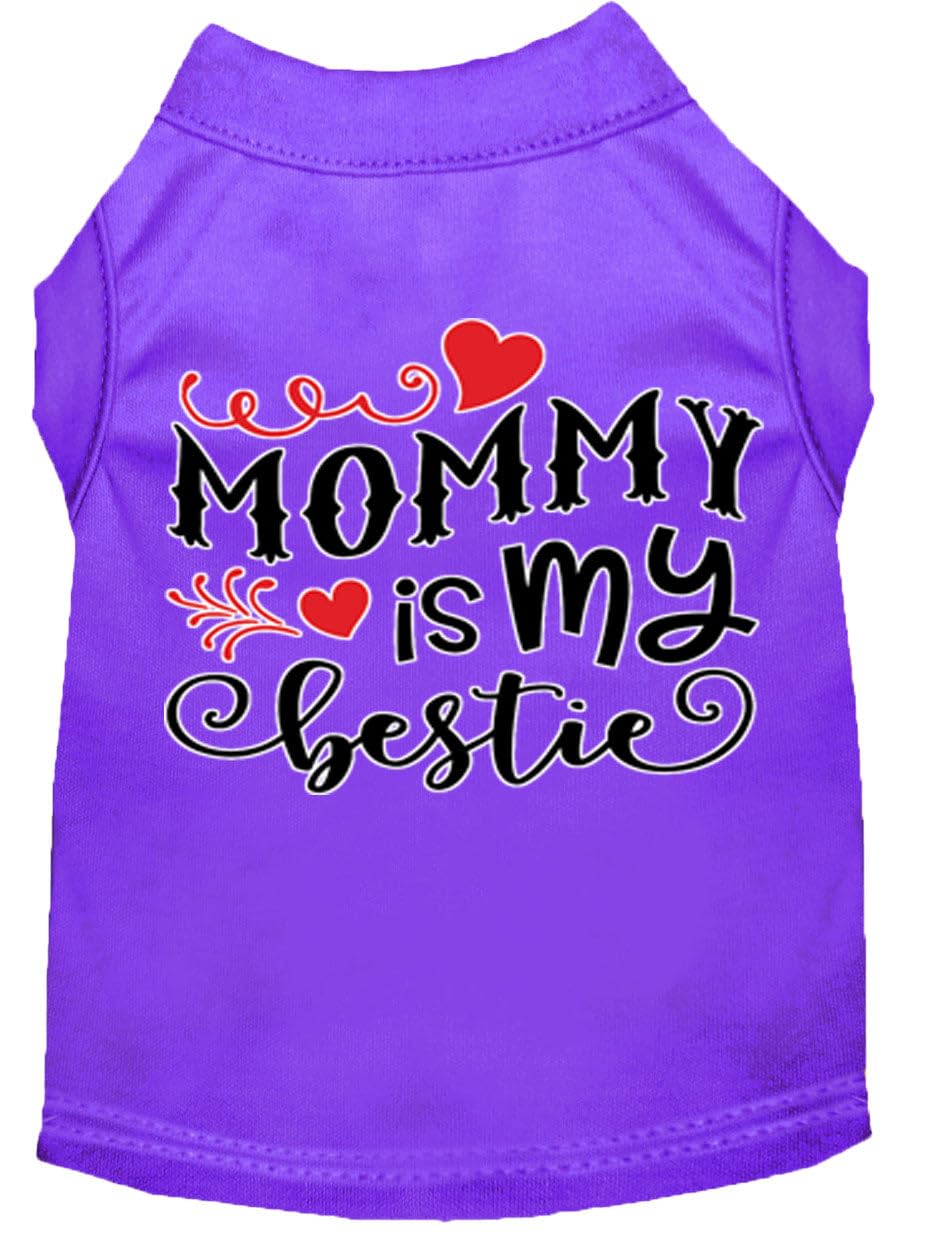 Pet Dog & Cat Shirt Screen Printed, "Mommy is my Bestie" Purple 3XL (25-35 lbs.)