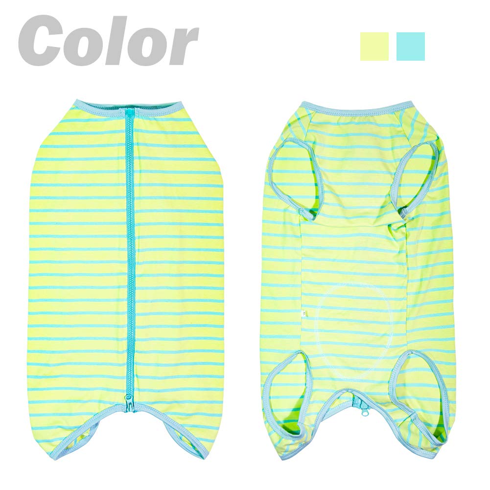 Dogs Recovery Suit Post Surgery Shirt For Female Male Dog, E-Collar Alternative Wound Protective Clothes (Green Stripe-5Xl)
