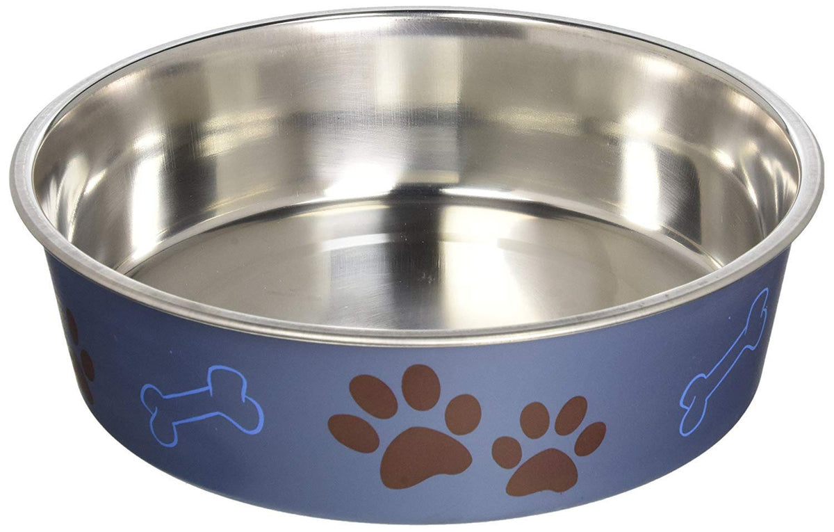 Loving Pets - Bella Bowls - Dog Food Water Bowl No Tip Stainless Steel Pet Bowl No Skid Spill Proof (Large, Blueberry Blue)