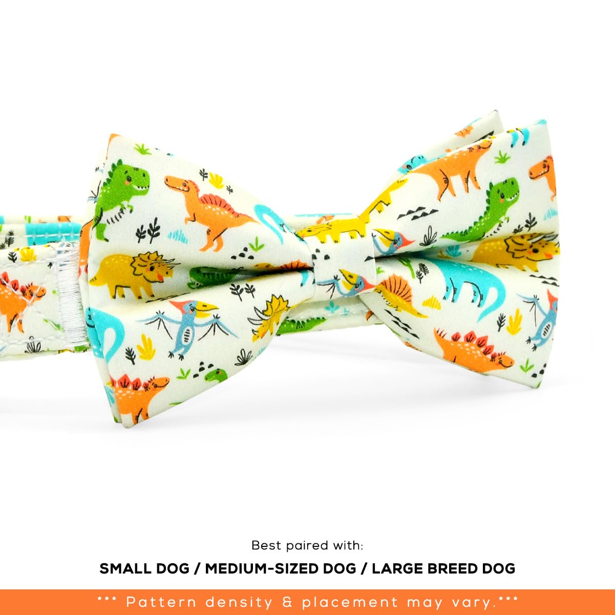 Funny Dino Dog Bow Tie Dog Collar Accessory, Detachable Bowtie, Adjustable Collar For Small Medium Large Dogs