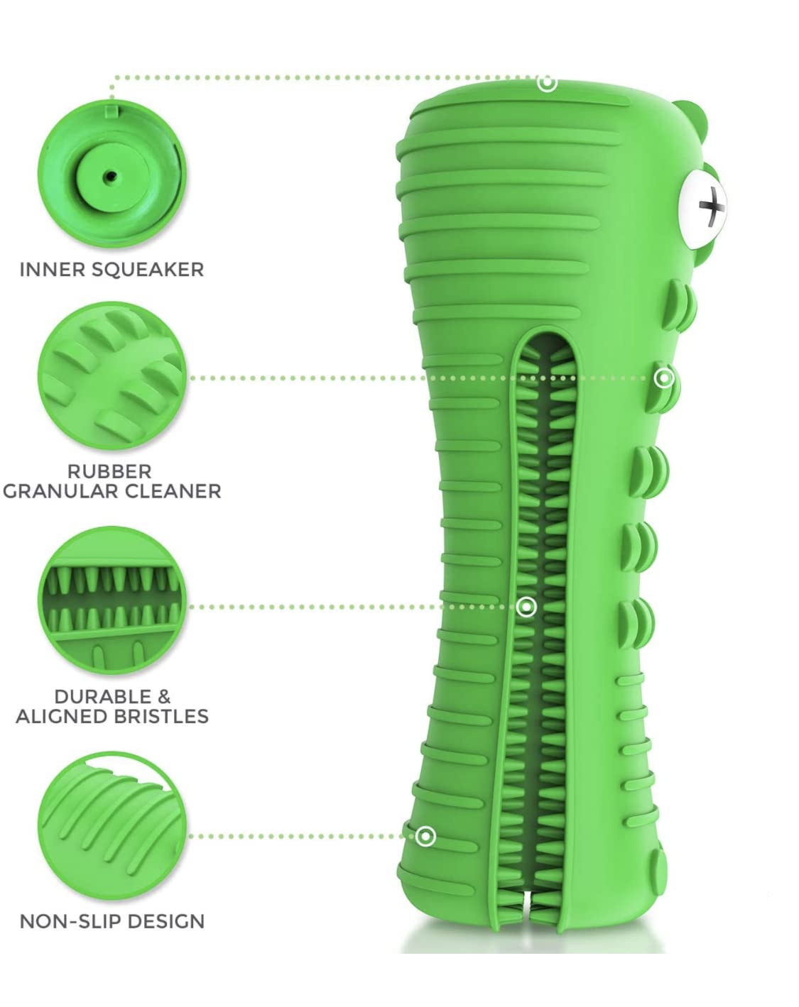 Dealhub Dog Chew Toy, Natural Rubber Dog Toothbrush Aggressive Chewers, for Medium to Large Dogs, Squeaky Dog Toy, Extremely Dur