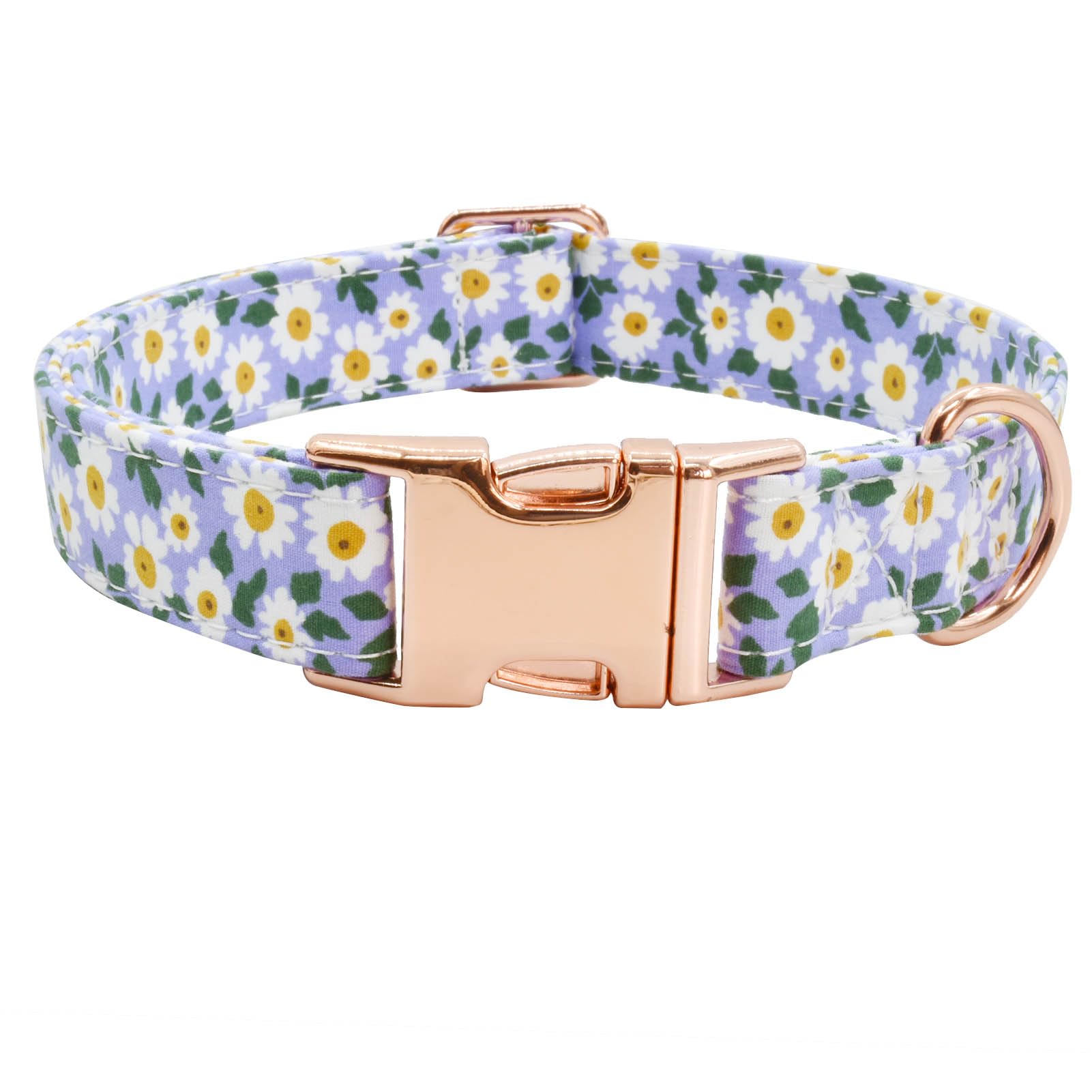 Metal Buckle Dog Collar, Durable Adjustable Dog Collar Soft For Small Medium Large Dogs (002-Purple Flower, S(10-14In)