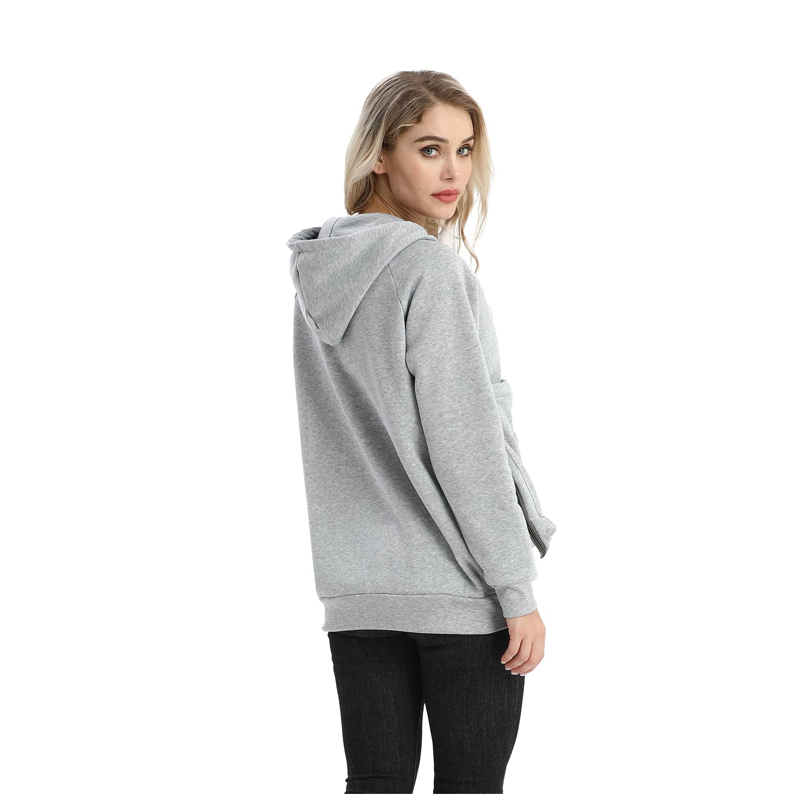 Alyc Cat Dog Carrier Hoodie Large Pet Pouch Sweatshirt Puppy Kitten Holder Pullover Top Kangaroo Hoodies For Women Light Grey