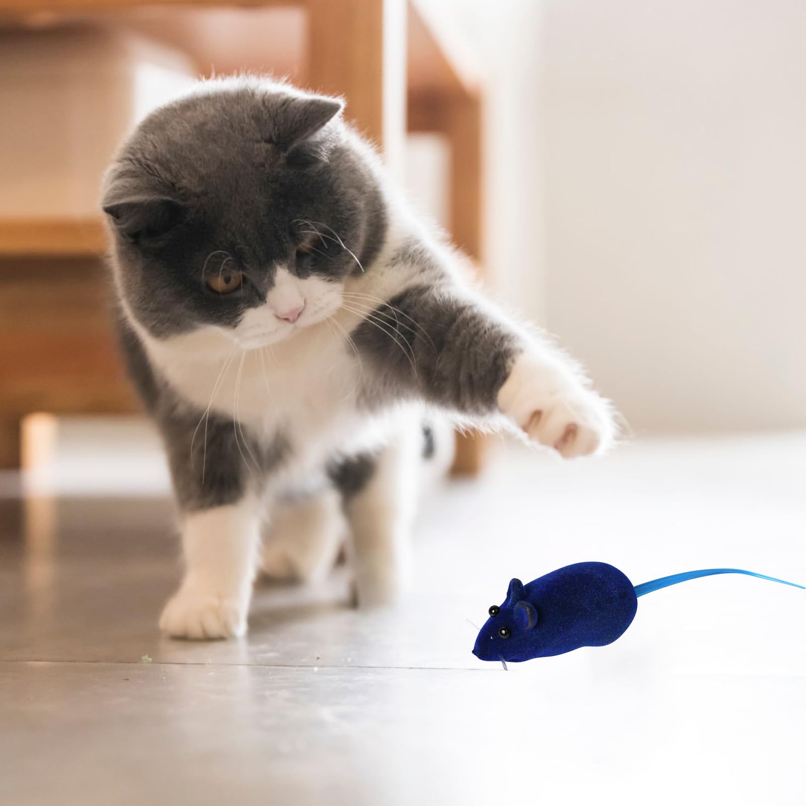 Pumwoy 6Pcs Cat Mouse Toy,Squeaky Kitten Toys,Cat Mice Toys Plastic Body With Thin Velvet,Interactive Cats Toy For Bored Indoor