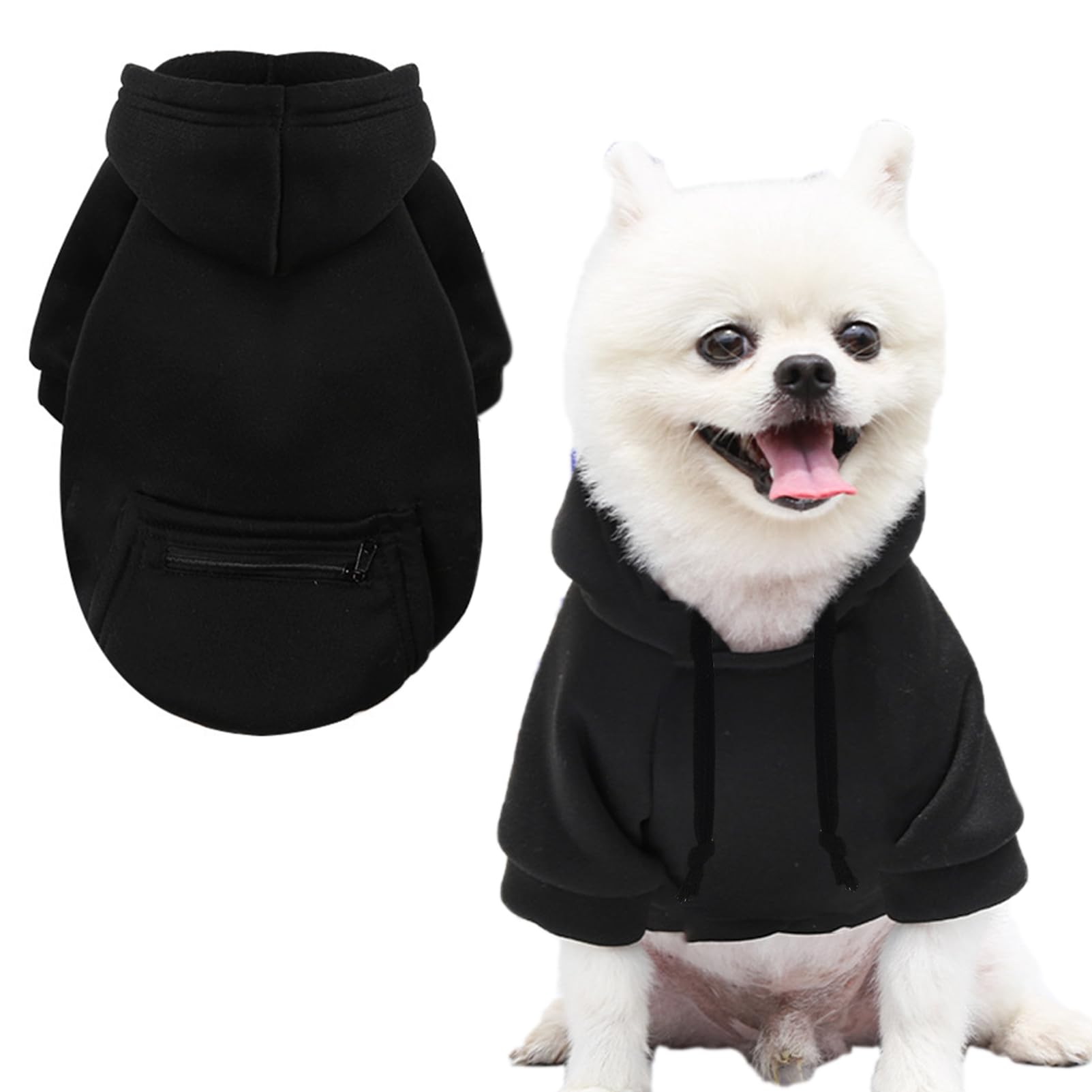 Jecikelon Winter Dog Hoodie Sweatshirts with Pockets Warm Clothes for Small Dogs Chihuahua Coat Puppy Custume Clothing (X-Small,