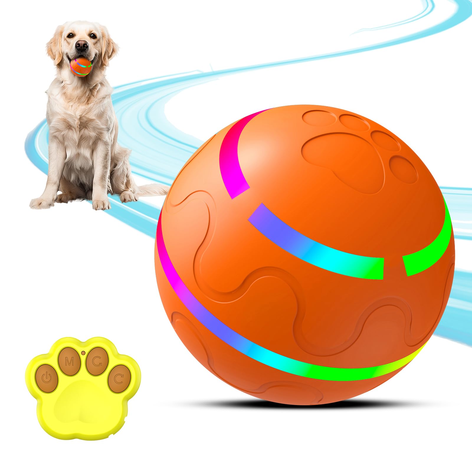 Petrendy Interactive Dog Toy, Smart Interactive Dog Ball Remote Control, Automatic Moving, Bouncing, Vibrating Pet Toys For Medi