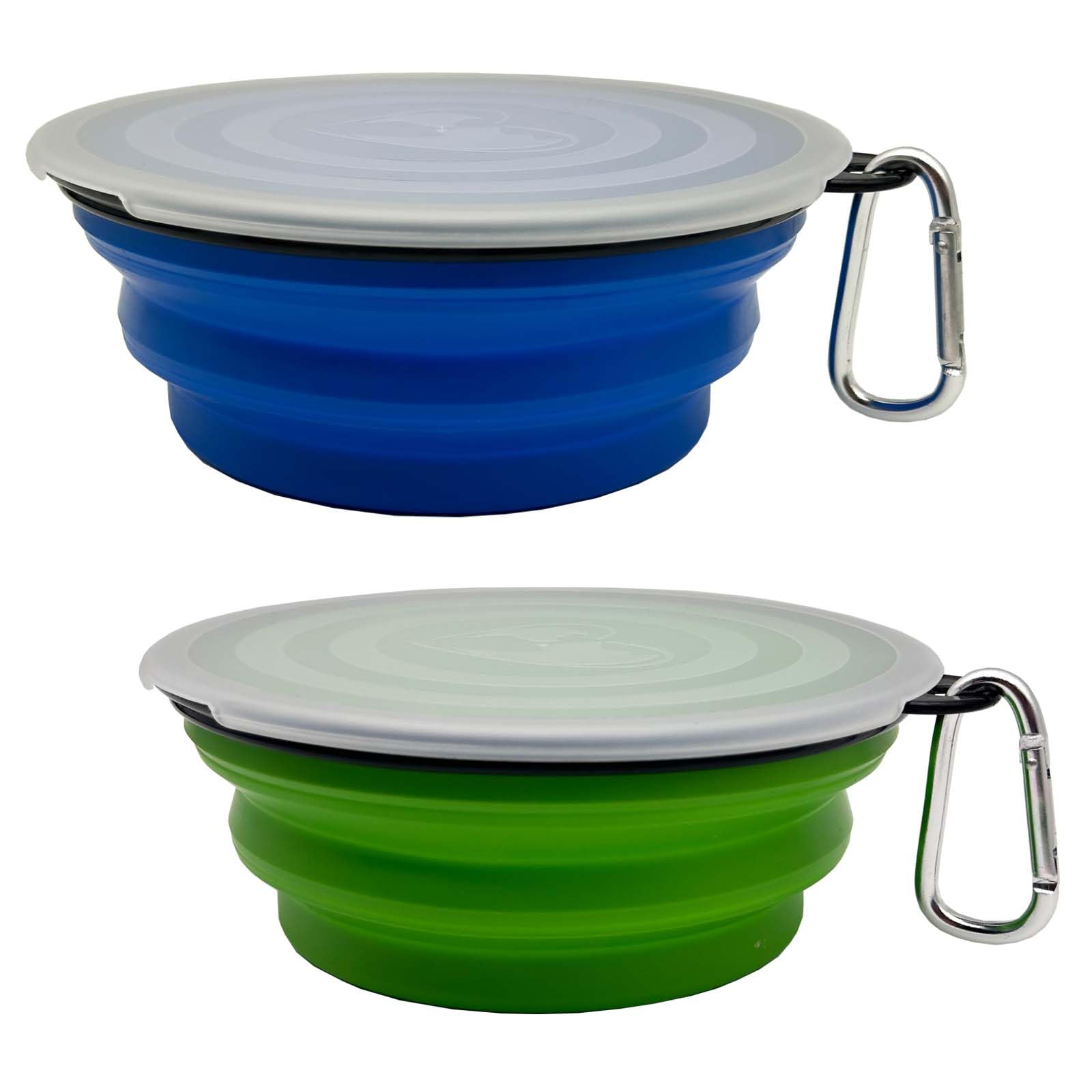 Large Collapsible Dog Bowl 35Oz,2 Pack Portable And Foldable Pet Travel Bowls With 2 Carabiners & Lids For Dogs Cats And Small A