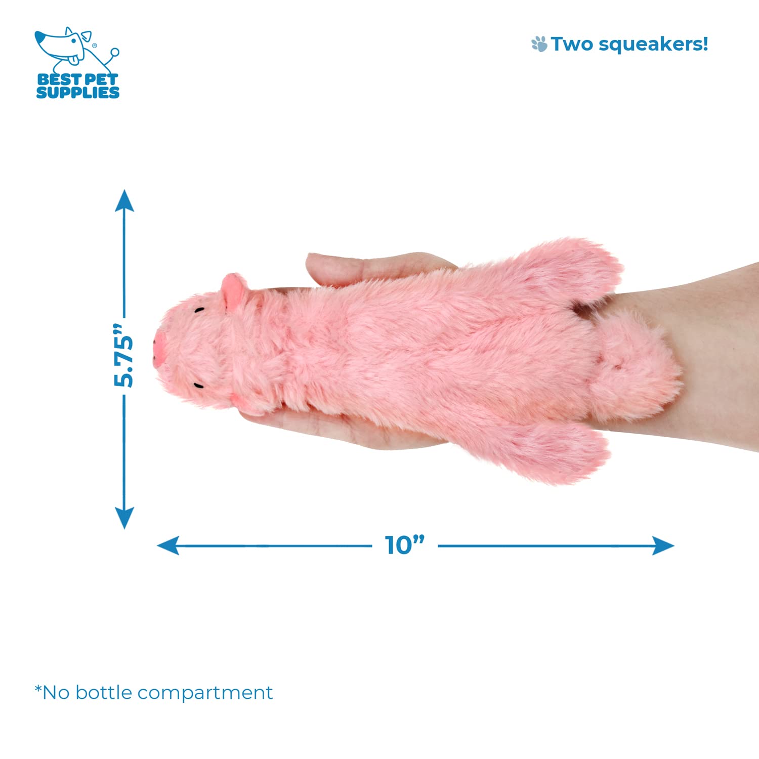 Best Pet Supplies 2-In-1 Stuffless Squeaky Dog Toys With Soft, Durable Fabric For Small, Medium, And Large Pets, No Stuffing For Indoor Play, Supports Active Biting And Play - Pig, Small