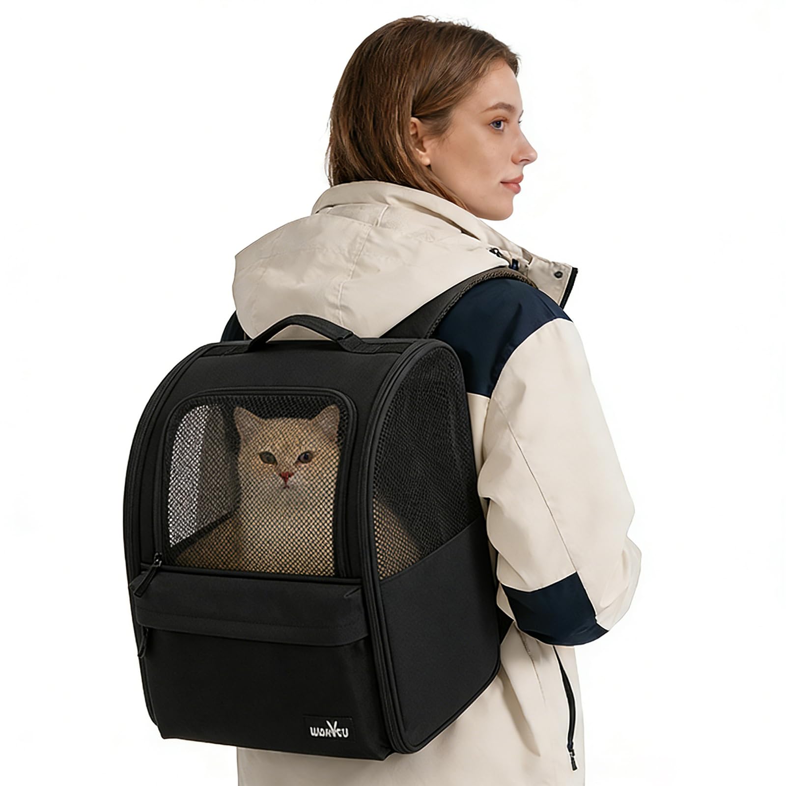 wakytu Cat Carrier Backpack,Steel Wire Frame More Stable,600D Wear-Resistant Oxford Fabric, Dog Carrier Cat Backpacks Suitable f