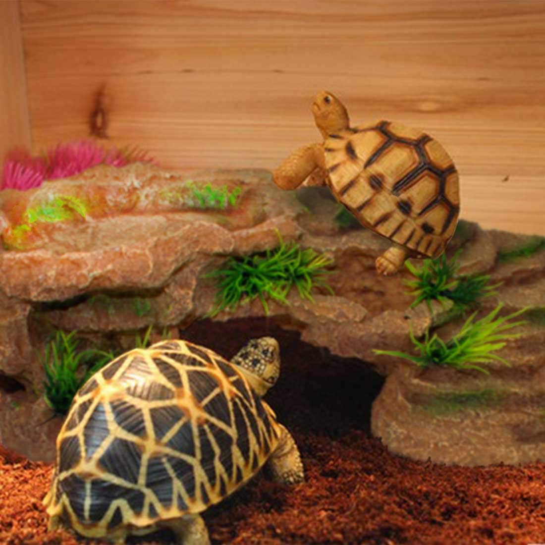 PINVNBY Turtle Basking Platform,Tortoise Resin Dock Resting Rock Reptile Habitat Ornament Hiding Cave Floating Ledge Aquarium De