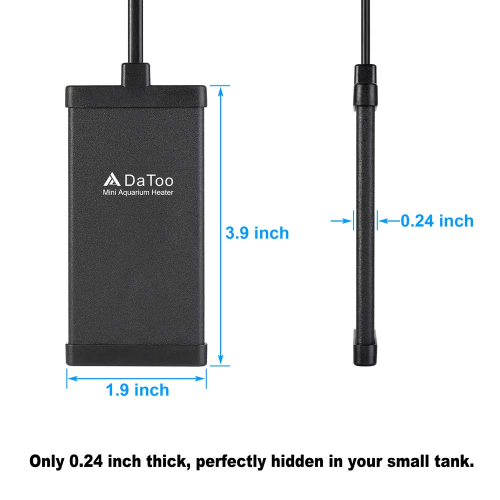 Datoo 10 Watt Small Aquarium Heater Mini Betta Flat Fish Tank Heater For 1 Gallon 1.5 Gallon