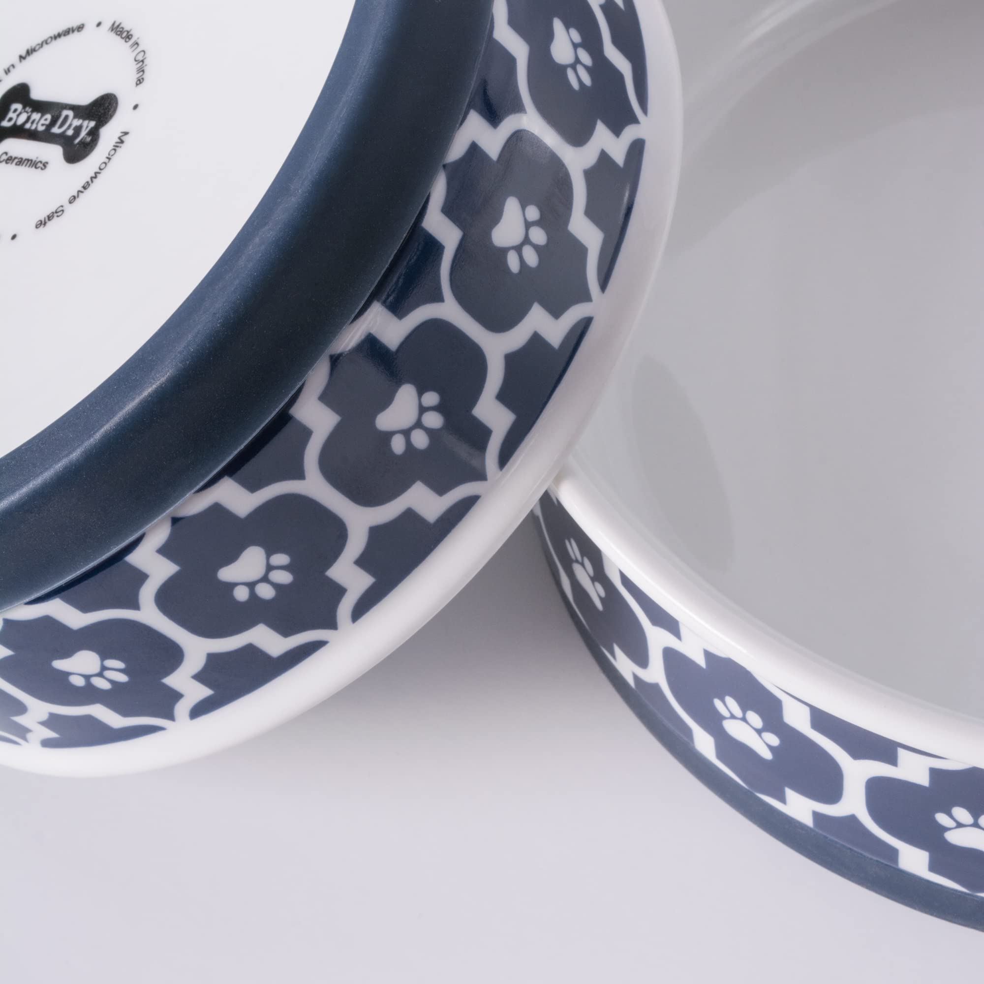Bone Dry Lattice Collection Pet Bowl & Canister, Single Dish, Large 7.5x2.4, Nautical Blue