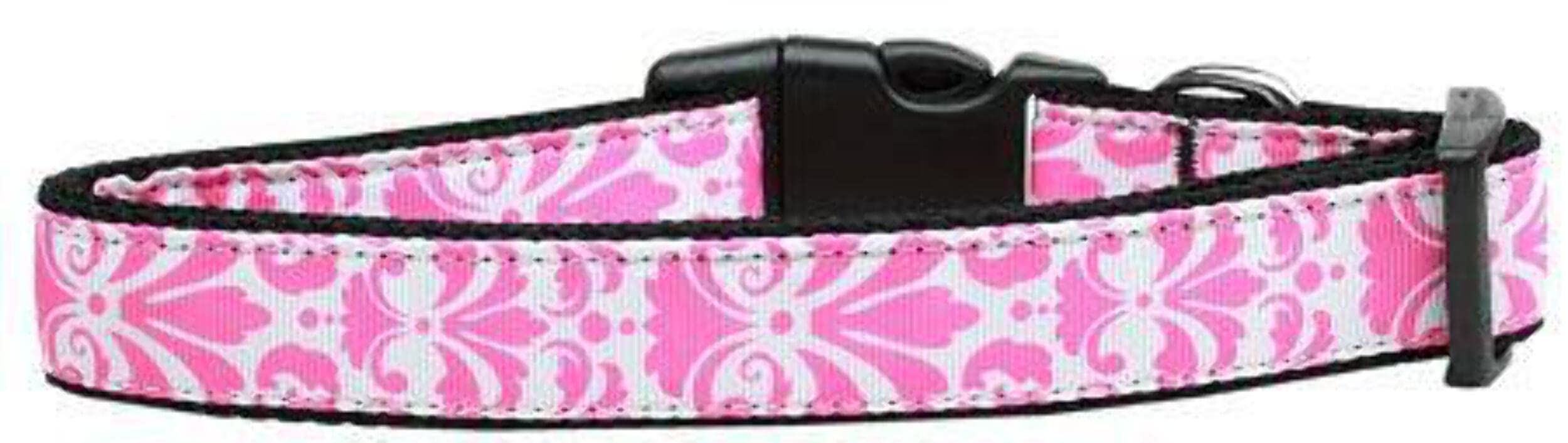 Mirage Pet Products Damask Nylon Dog Collar, Large, Light Pink