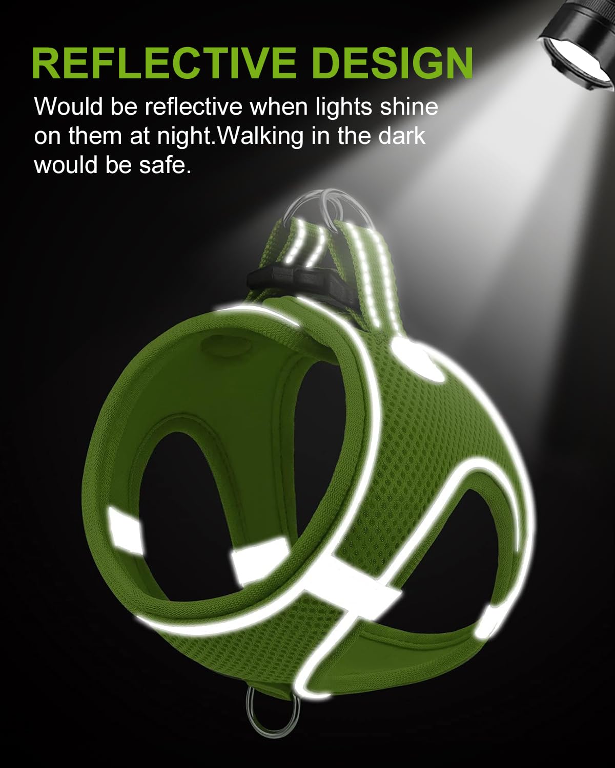 Joytale Small Dog Harness, Breathable Mesh Step-In Vest, Reflective Soft Padded Harnesses For Medium Dogs, Green, Xl