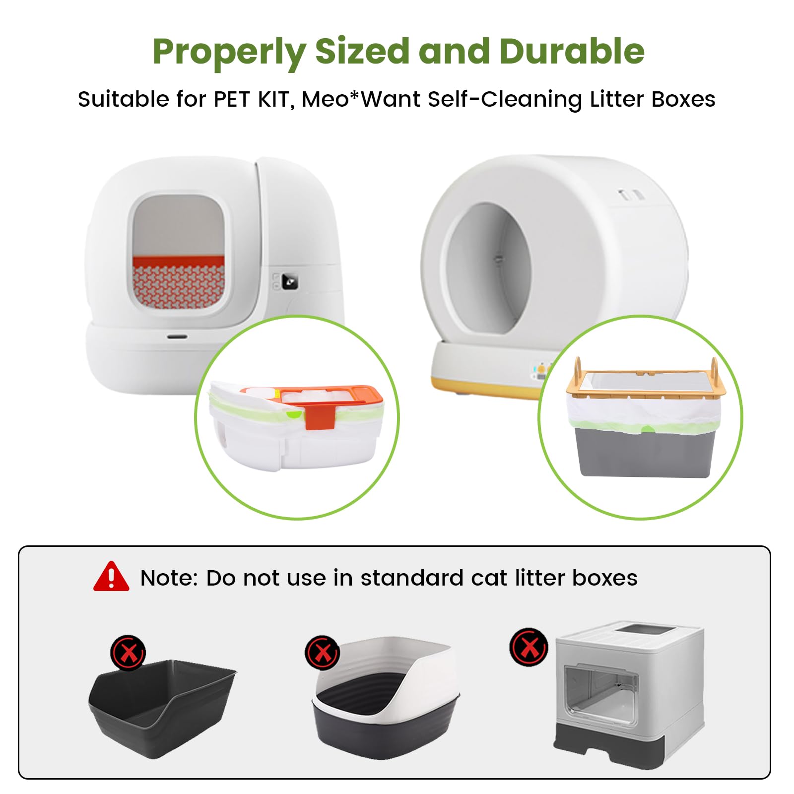 67 Count Cat Litter Bags For Pet Pura Max Self-Cleaning Litter Box, Drawstring Kitty Liners For Automatic Waste Drawer Bin, Disp