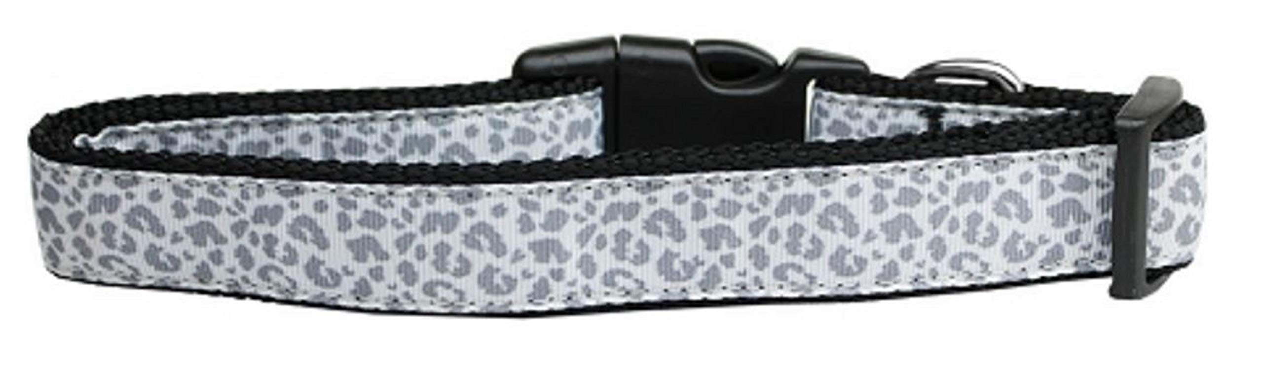 Mirage Pet Products Leopard Nylon Dog Collar Medium Silver