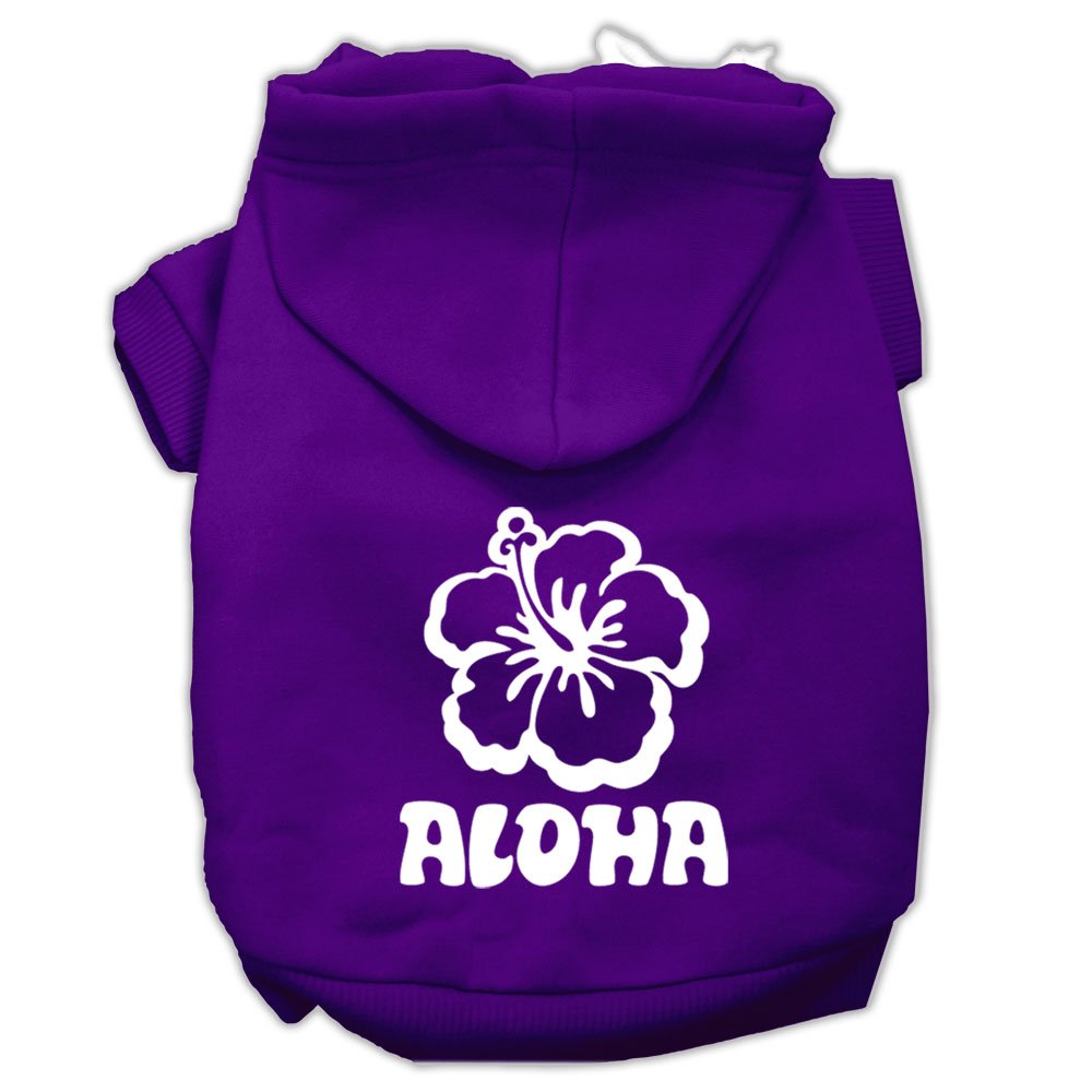 Pet, Dog & Cat Hoodie Screen Printed, 'Aloha Flower' Purple Sm (3-6 Lbs.)