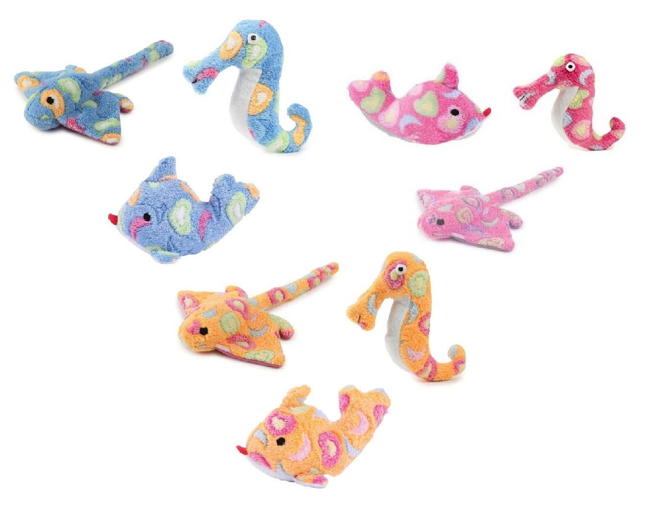 Zanies Sea Charmers Dog Toys Ocean Creature Squeak Toy Seahorse Fish Stingray Sets Too (Peach Stingray)