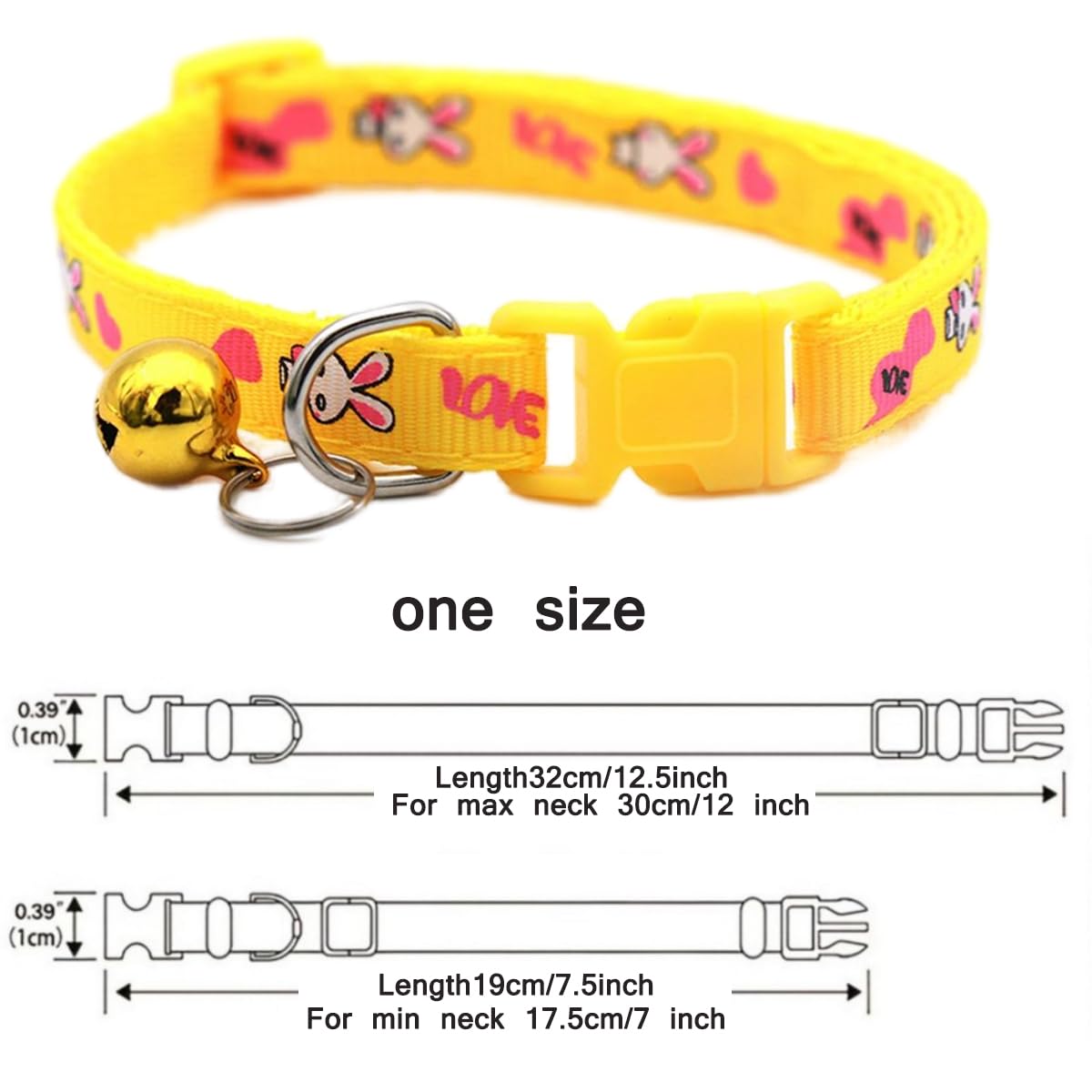 Bell For Dog Collar, Soft Cute Nylon Identification Girl Puppy Bells Yellow Cat Collar With Bells Adjustable Buckle For Xxs Xs T