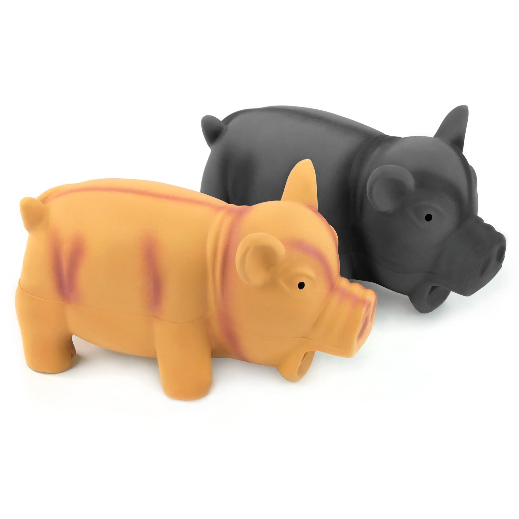 Chiwava 2 Pack 6.5' Medium Pig Dog Toy For Dogs Latex Rubber Cube Squeeze Grunting Sound Interactive Play