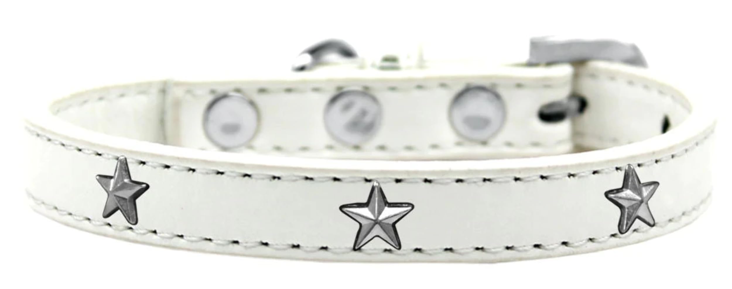 Dog, Puppy & Pet Widget Fashion Collar, Silver Star White 12