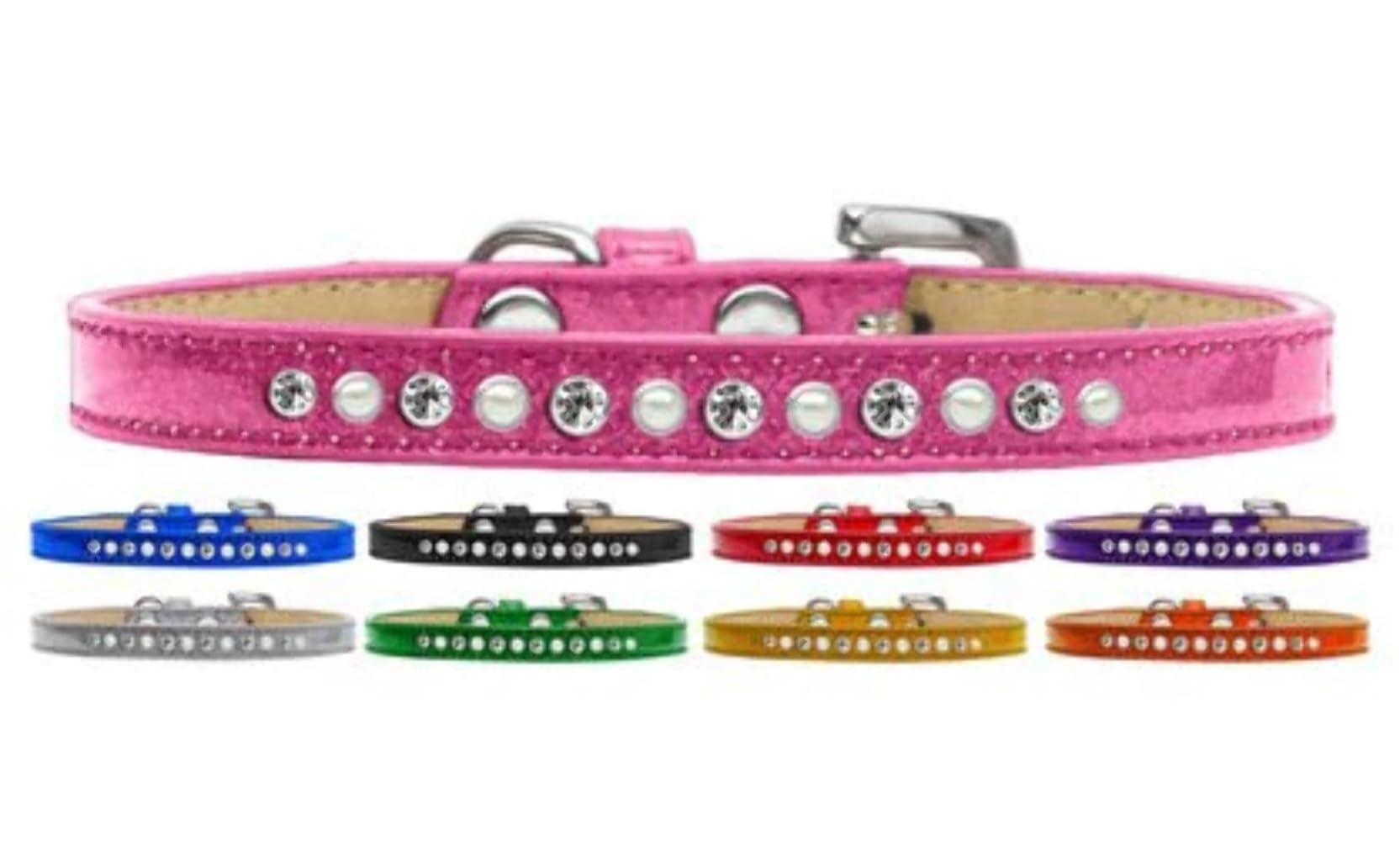 Dog, Puppy and Pet Ice Cream Collar, Pearl & Clear Crystal Rimsets Blue 14