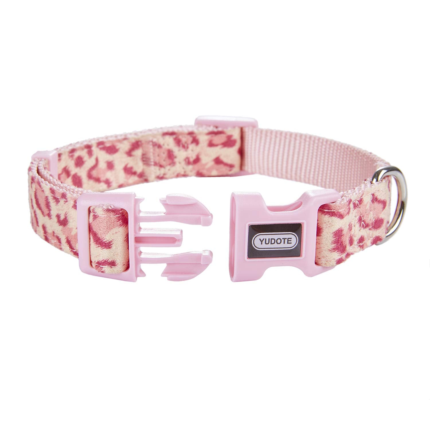 Petiry Fancy Pink Leopard Dog Collar Flocking Fabric Cheetah Scent Premium Soft and for Puppy,Middle and Big Dogs(Neck:12''-18''