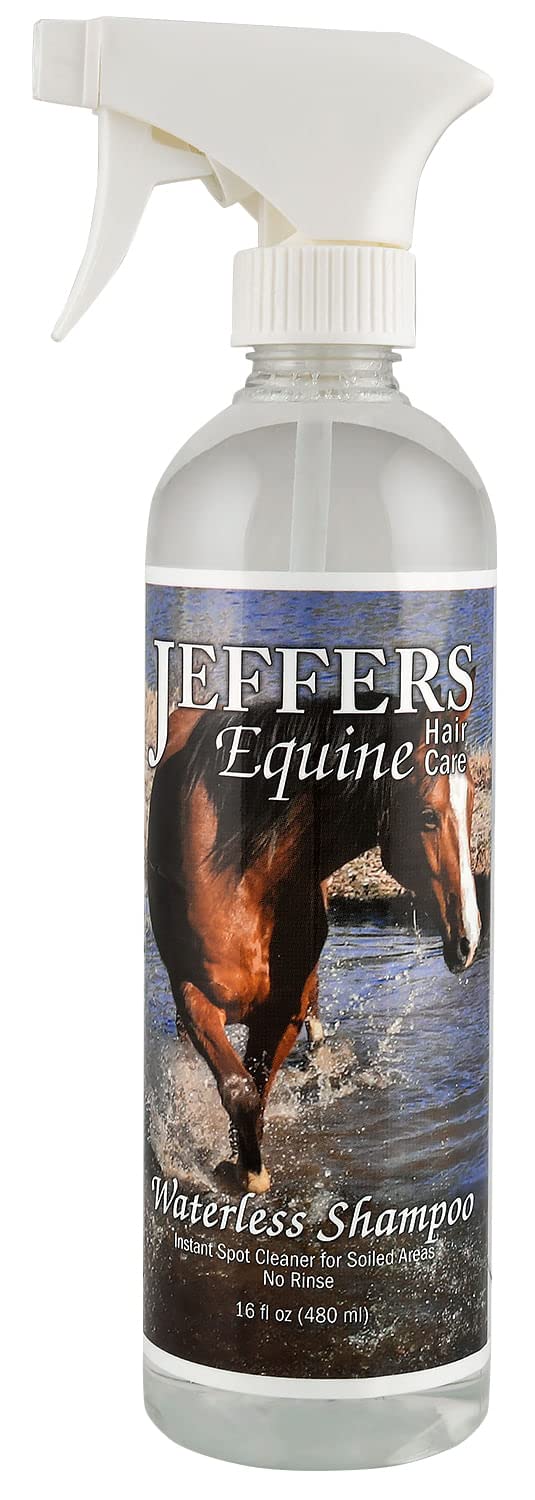 Jeffers Equine No-Rinse Waterless Horse Shampoo - Alcohol Free Grooming Spray for Horses, Ponies, Pets & Livestock - Removes Dir